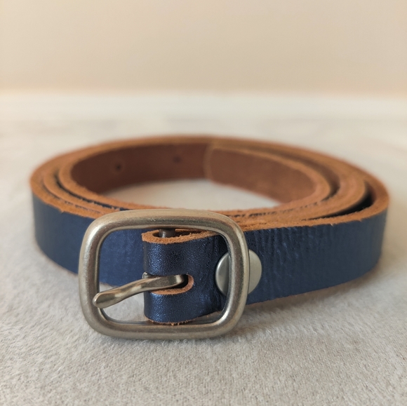 GAP Accessories - Thin Metallic Blue Leather Belt